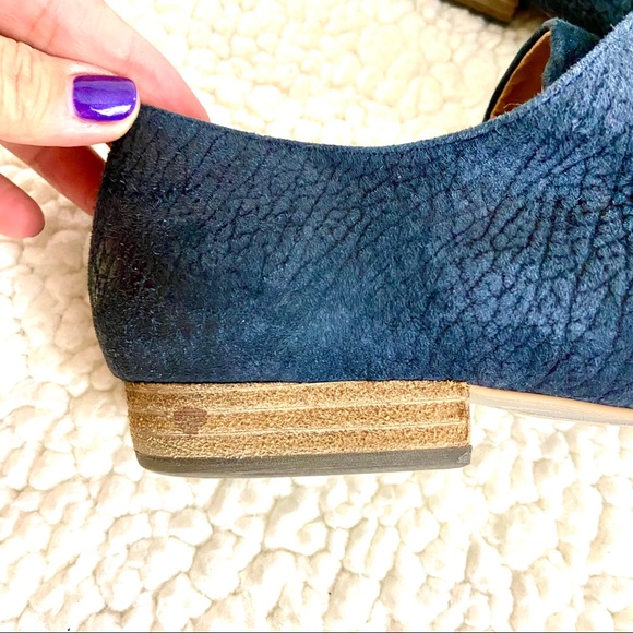 Miss Sixty Marlene Navy Blue Suede Slip On Heeled Oxford Shoes Size 40 - Picture 6 of 11